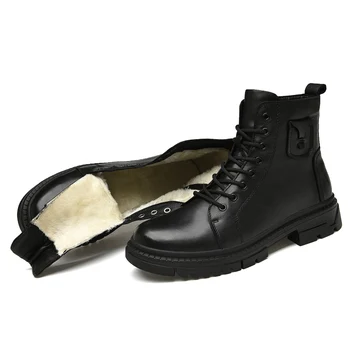 Мъжки обувки от естествена кожа, Зимни Зимни Обувки, Външни Непромокаеми Обувки на меху, Топли обувки, Големи Размери 47 48, мъжки обувки на дебела подметка
