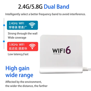 Антена WiFi6 Omni 2,4 G 5,8 G двойна лента Усилвател 8dBi WiFi Усилвател на Мобилен Сигнал Магнитно Основание за Мрежова Карта, Модем Рутер