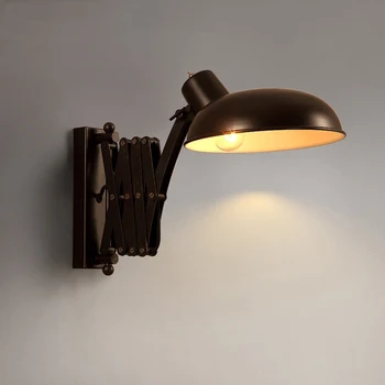 Американски Разтегателен, С Монтиран На Стената Лампа Ретро Промишлен Кухненски Монтиран На Стената Лампа За Дневна С Дълъг Лост Ретро Черно Желязо Лампа В Сравнение