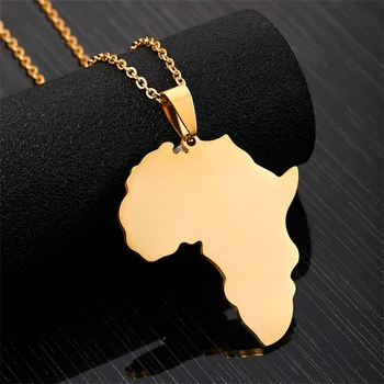 LUOLER Африка Карта Висулка Верижки И Колиета, За Жени, За Мъже, Бижута Цвят: Златист, Сребрист Неръждаема Стомана Африканск