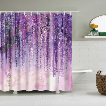 Цветя модел душ завеси водоустойчив полиестер вана завеса екран за декорация на дома баня завеси Кортина Дуча