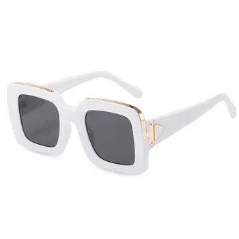 Дебели квадратни Плоски Класически Слънчеви Очила в стил пънк с Пълна Рамки 2022 Нови Луксозни Дизайнерски Летни Очила с Големи Рамки UV400 Люнета Femme