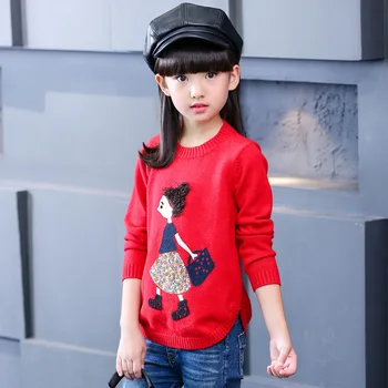 2017 Детски Нова Мода Пролет-есен облекло за момичета, модерен Пуловер за почивка с кръгло деколте и дълги ръкави за момичета с анимационни герои