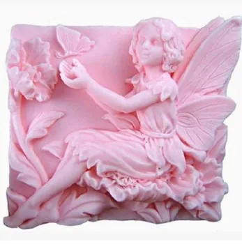 Цвете фея ръчно изработени сапуни мухъл ароматерапия гипсови орнаменти за декорация на торта мухъл 3d ангел мыловарение силиконови форми