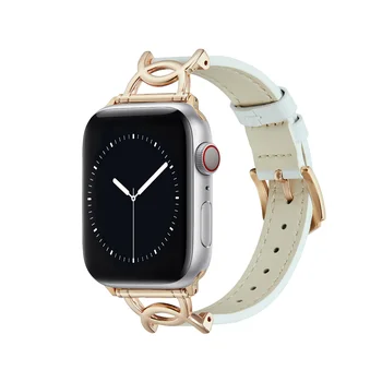 Модерен Каишка за часовник от с сплав с веригата от изкуствена кожа за Apple Watch 8 7 6 5 4 SE 3 Каишка за iWatch 38 40 42 44 41 45 49 мм