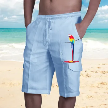2022 Мъжки Летни Шорти-карго, Многоцветни Мъжки Ежедневни Панталони с много джобове и Принтом, Свободни Шорти Sandbeach