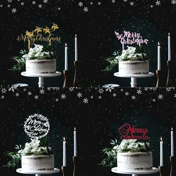 Новите Златни Акрилни Топперы за Торта весела Коледа, Висококачествени Топперы за Коледната Торта за Семейството, Украса за Торта за Нова Година