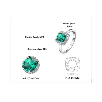 JewelryPalace Зелен Имитация на Нано Изумруд Пръстени от Сребро 925 Проба за Жени Halo Годежен Пръстен Изявление Скъпоценни Камъни Бижута
