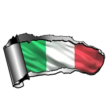 Разкъсно Открита Рана Порванный Метален Дизайн С Мотив На Националния Флаг На Италия Tricolore Външна Vinyl Стикер На Колата