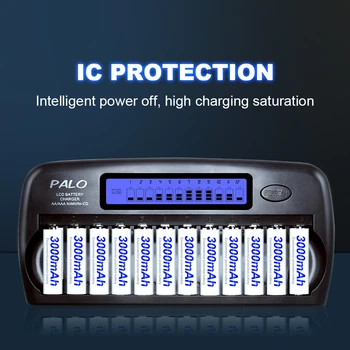12 Слотове Интелигентно Зарядно устройство с LCD дисплей и Вграден IC Защита Интелигентна Бързо Зарядно Устройство за 1,2 НА AA AAA Ni-MH NiCd Батерии