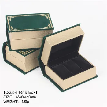 Креативна зелена ковчег за бижута във формата на книга, благородна замшевая кутия за пръстени за двойката, кутия за пръстени за сватбен подарък