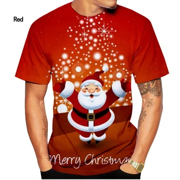 Мъжка Тениска с Снеговиком 2022, модни Коледни тениски с 3D принтом, мъжки и дамски Ежедневни Унисекс Тениски с къс ръкав и кръгло деколте