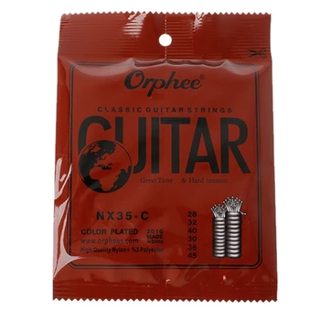 Orphee NX35-C 6 бр. Струни за класическа китара 028-045 Инча с найлонови сърцевина и Стомана покритие