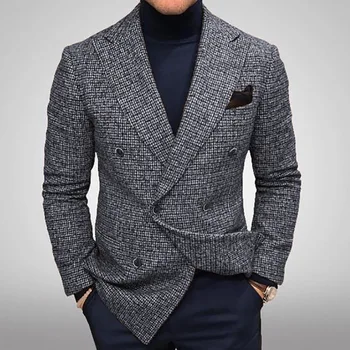 Мъжки дрехи, ново клетчатое бизнес ежедневното палто, сако, оборудвана мъжки костюми, якета, блейзър, оборудвана блейзър masculino slim fit de luxo