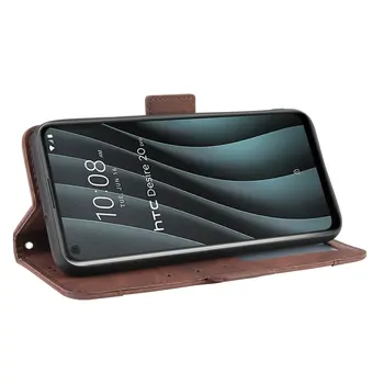 Устойчив на удари Калъф Подвижна Слот Портфейл Калъф за HTC Desire 22 20 Pro Калъф-Луксозен Кожен Калъф Desire 21 Pro Plus U20 5G Funda