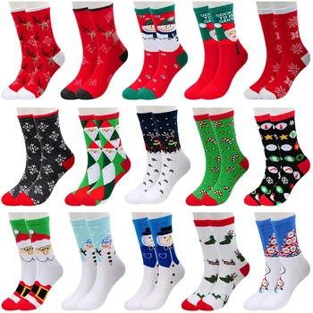 5 двойки Мъжки/Дамски Памучни Коледни Чорапи с Герои от Анимационни филми, на скъпи Дядо Коледа, Лосове, Сняг, Забавен Чорап, Щастлива Зима, Коледни Чорапи, Коледни подаръци