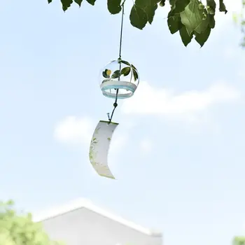 1БР Японски Вятърен Звънец Японски Вятърни Свирки на Ръчно изработени Стъклени Фурин Начало Декор на Спа Бокс Офис Декор на Ръчно изработени Стъклени Подарък За Рожден Ден