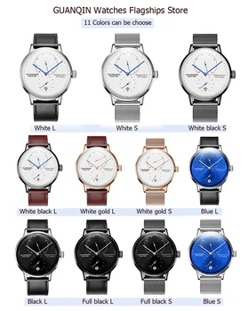 GUANQIN Мъжки часовници най-добрата марка на луксозни Ежедневни Часовници С кожена каишка на сапфировые водоустойчив Аналогови Автоматични Механични Ръчни Часовници за Мъже