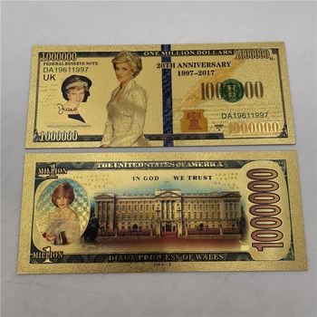 Британска принцеса Даяна Позлатен Банкнота От Фолио 24-каратово Злато банкноти Последната Роза на Англия Сбирка Сувенирни картички Творчески подаръци