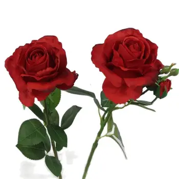 Една Изкуствена Одностебельная Истинска Сетивна Роза дължина от 27 инча, Имитирующая Хидратираща Роза за Сватбени Домашни Декоративни Изкуствени Цветя