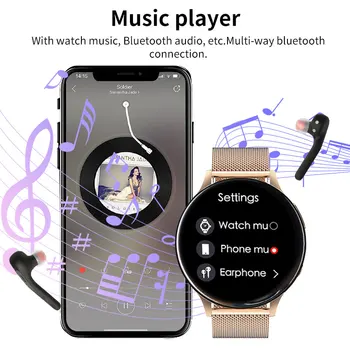 LIGE NFC Смарт Часовници За Жени Запис Smartwatch Bluetooth Повикване Гласов Помощник Цифров Часовник 1 Г Локална Музика Часовници За IOS И Android