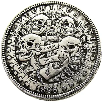 US 1896 Морган Долар череп зомби скелет със сребърно покритие Копия на Монети