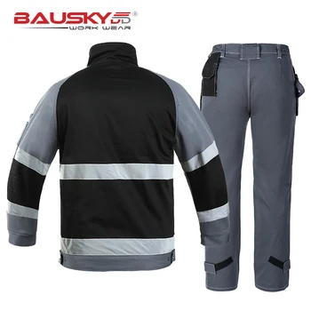 Работни мъжете Bauskydd Защитен костюм Bauskydd Яке Техника и карго Панталони Работна Униформи Работно облекло със Светлоотразителни ивици