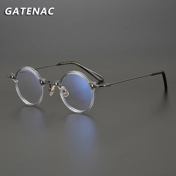 Реколта Ацетатные Титанов Очила В Рамки Мъжки 2021 Нови Кръгли Рецепта Оптични Очила Дамски Луксозни Маркови Прозрачни Очила