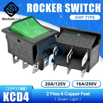 KCD4 Кулисный превключвател Power Touch On/off Switch конструкцията на кораба тип 2 Файла 6 контакти Крака с подсветка 16A 250 В 30A 125 25*31 мм и Капачка