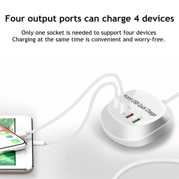 ЕС/САЩ Включете USB Зарядно Устройство за Бързо Зареждане на 3,0 За Телефон Адаптер за iPhone 12 Pro Max 4 порта Джобно Монтиране на Мобилно Зарядно Устройство Бързо Зарядно Устройство