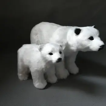 двойката симулационни играчки бяла мечка ръчно изработени от смола и бяла кожа от бяла мечка кукли подарък 0971